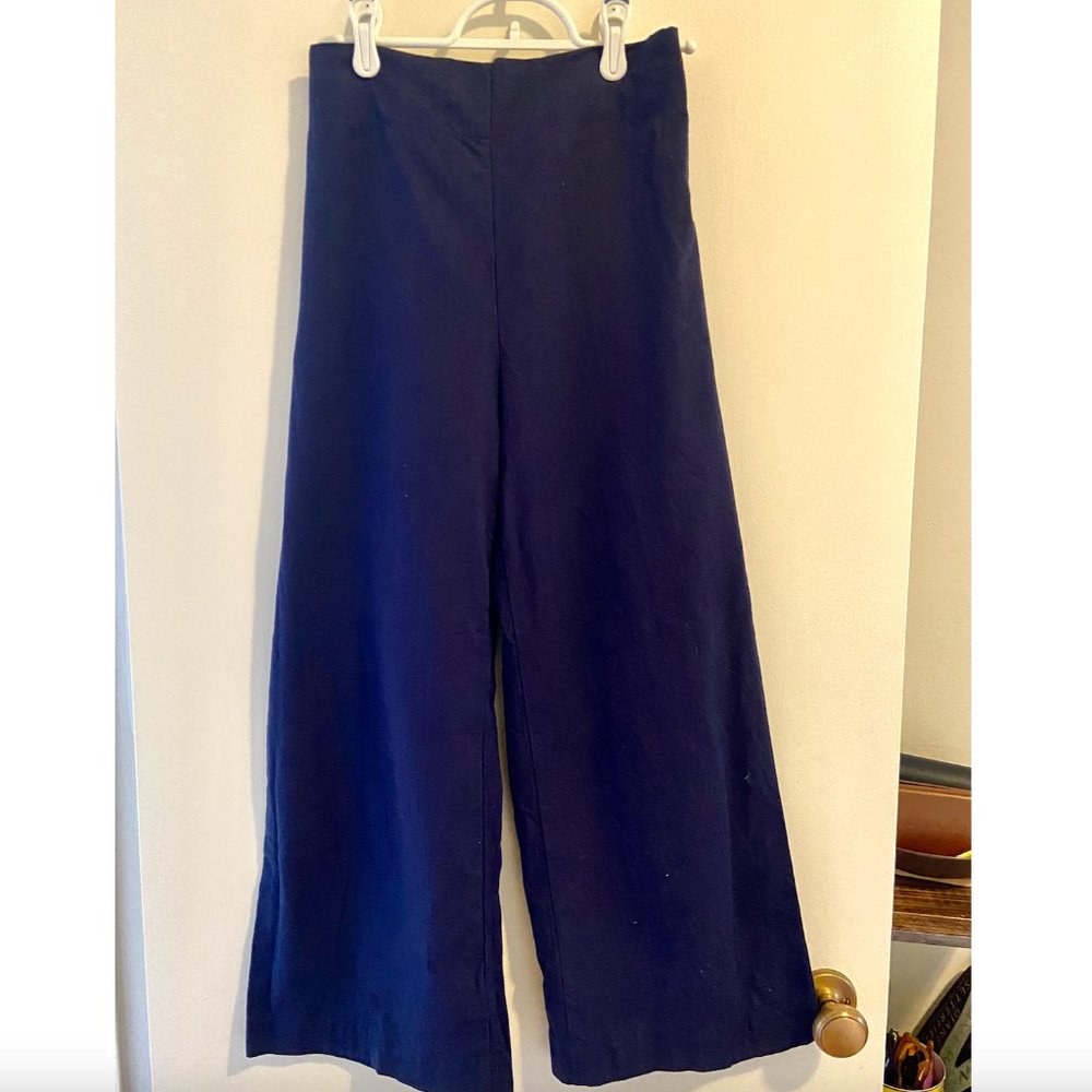 Only Child "Dune" Cropped Wide Pants - Navy